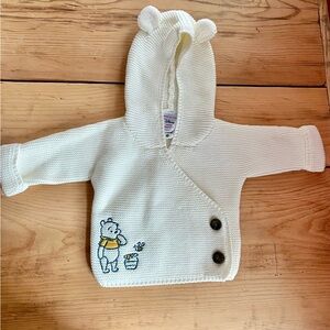 Hanna Andersson Winnie the Pooh Disney Cream Knit Hooded Sweater 0-3 Months